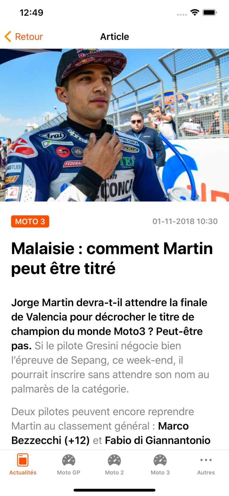 Écran de l’application : GP Inside